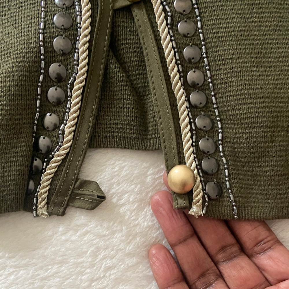 Chico's Olive Green Embellished Jacket - Picture 5 of 6